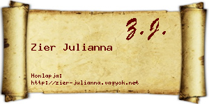 Zier Julianna névjegykártya